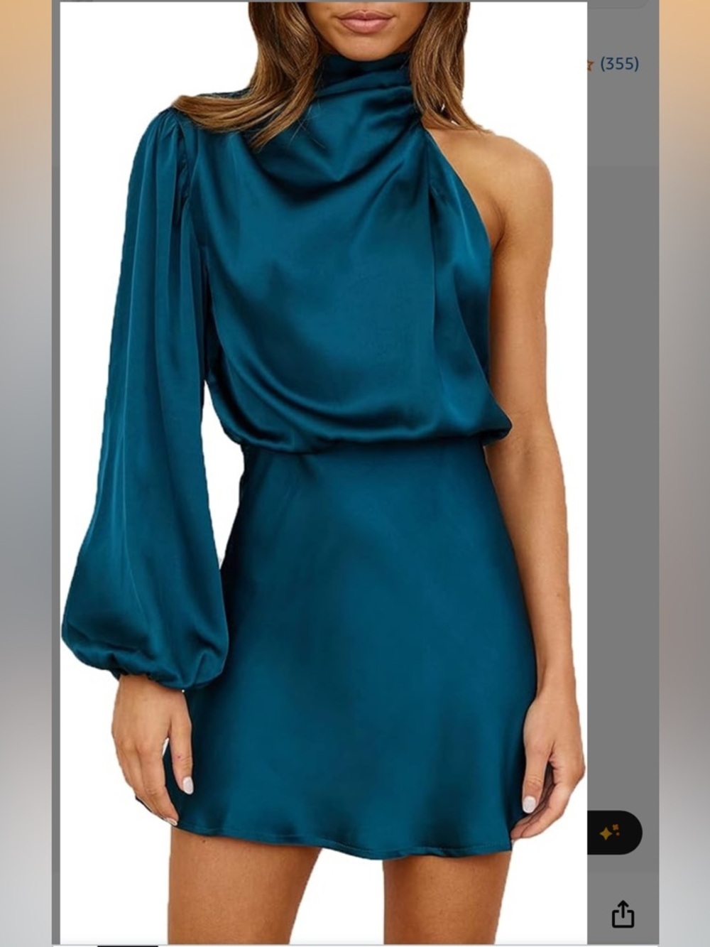 Teal One-Shoulder Satin Evening Dress
